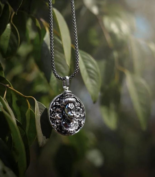 Hanuman Ji Pendant Oxadaised Silver Chain